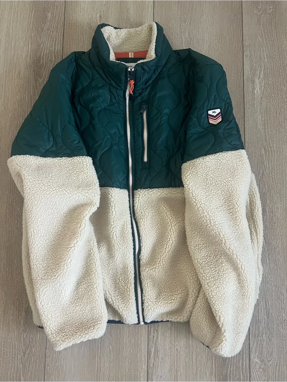 Marine Layer Green/Tan Quilted Long Sleeve Archive BARILOCHE Sherpa Jacket M